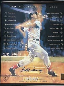 Ted Williams Autographed Boston Red Sox 16x20 Photo Williams Cert LOA Hit List