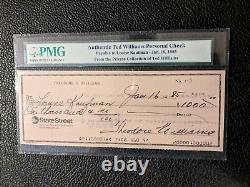 Ted Williams Autographed Check from his Private Collection Certified by PMG