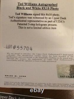 Ted Williams Autographed Framed 8x10 Uda Coa Limited 36/50