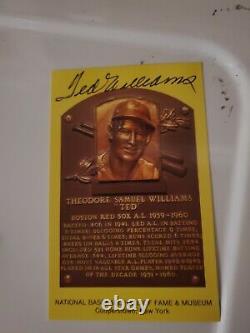 Ted Williams Autographed Gold HOF Plaque Postcard