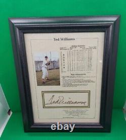 Ted Williams Autographed Lifetime Stat Sheet w pic Notary Certified Framed