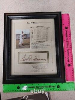 Ted Williams Autographed Lifetime Stat Sheet w pic Notary Certified Framed
