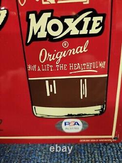 Ted Williams Autographed Moxie Tin Sign PSA/DNA