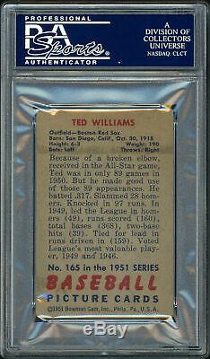 Ted Williams Autographed Signed 1951 Bowman Card #165 Red Sox PSA/DNA #84126082