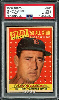 Ted Williams Autographed Signed 1958 Topps Card Auto 6 Card 3 PSA 42805323