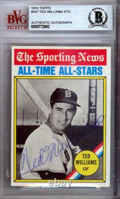 Ted Williams Autographed Signed 1976 Topps Card #347 Red Sox Beckett 9772842