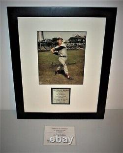 Ted Williams Autographed/Signed 8x10 Photo Framed withMetal Plaque of Stats & COA