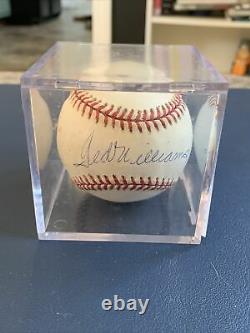 Ted Williams Autographed Single Signed Baseball With Ball Cube, Coa