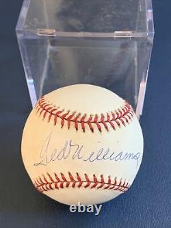 Ted Williams Autographed Single Signed Baseball With Ball Cube, Coa