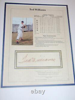 Ted Williams Autographed Stat Sheet