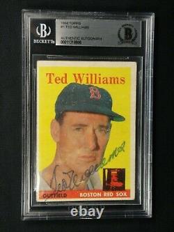 Ted Williams Beckett & Jsa Certified Signed 1958 Topps Card #1 Autographed Rare