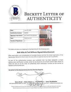 Ted Williams & Bob Feller Autographed Wilson Ad Advertisement Beckett A28735