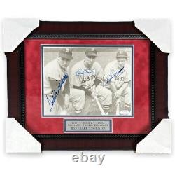 Ted Williams, Bobby Doerr & Dom DiMaggio Signed Auto Photo Framed to 14x17 JSA