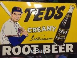 Ted Williams Creamy Root beer sign Autographed