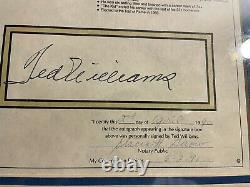 Ted Williams Framed Autographed Stat Sheet, Ted Williams Pic And Engraved BRS