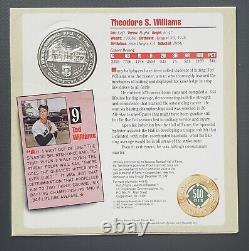 Ted Williams HOF 500 Club Autographed Card with Silver Proof Coin and COA
