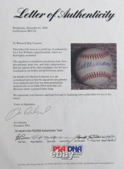 Ted Williams HOF Autographed OAL Baseball Boston Red Sox PSA/DNA 179665
