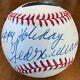 Ted Williams Happy Holiday Autographed American League Baseball Ball Jsa Loa