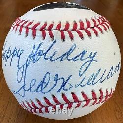 Ted Williams Happy Holiday Autographed American League Baseball Ball JSA LOA