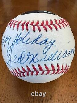 Ted Williams Happy Holiday Autographed American League Baseball Ball JSA LOA