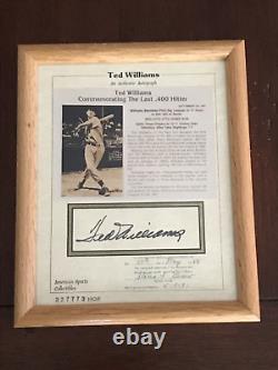 Ted Williams Notarized Autograph Last. 400 Hitter-American Sports Collectibles