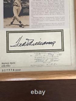 Ted Williams Notarized Autograph Last. 400 Hitter-American Sports Collectibles