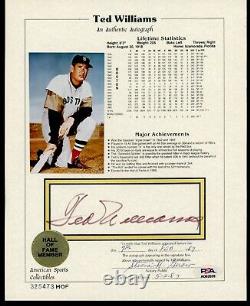 Ted Williams Photo Signed Auto PSA/DNA Authenticated Red Sox