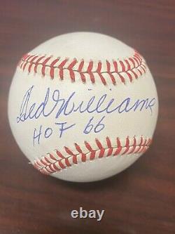 Ted Williams Rare HOF 66 Inscription Signed Baseball Red Sox JSA LOA