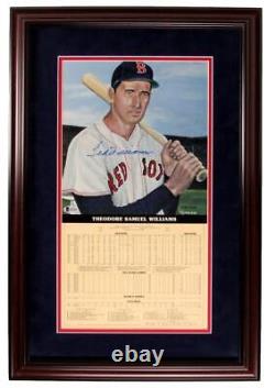 Ted Williams Red Sox Signed 12x18 Lithograph with Stats Framed Beckett 156029