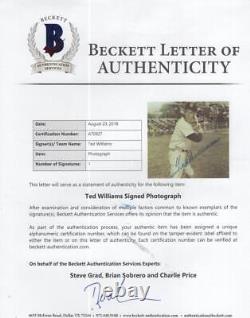 Ted Williams Red Sox Signed 8x10 Photo Beckett A70927 Letter Of Authenticity