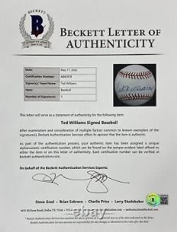 Ted Williams Red Sox Signed Official American League Baseball BAS AB45974