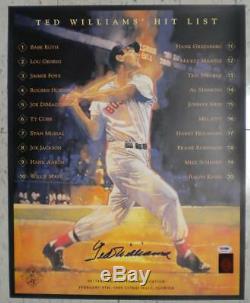Ted Williams Red Sox signed 16x20 Lithograph Hit List Ballgame PSA