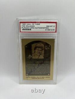 Ted Williams Signed 1981 Hall Of Fame Metallic Plaque Card PSA/DNA Auto