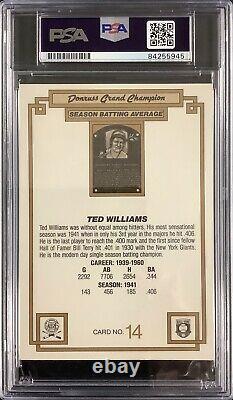 Ted Williams Signed 1984 Donruss Grand Champion #14 Autograph Card HOF PSA/DNA