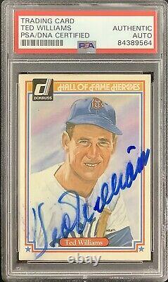 Ted Williams Signed 1984 Donruss HOF Heroes #9 Baseball Card RedSox Auto PSA/DNA