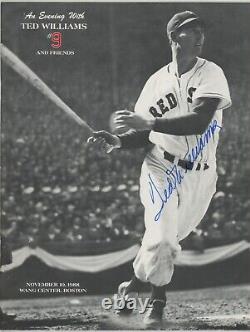 Ted Williams Signed 1988 Program Auto with JSA Letter