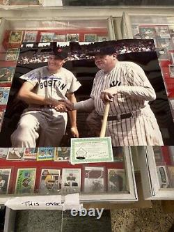 Ted Williams Signed 20 x 24 Photo WithBabe Ruth Green Diamond Certificate Beauty