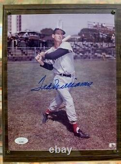 Ted Williams Signed 8x10 With Plaque Auto Jsa Loa Boston Red Sox Hof