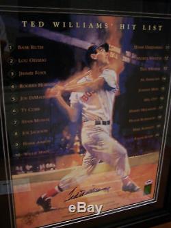 Ted Williams Signed Auto Hit List 16x20 Framed Green Diamond & Psa/dna Certifed