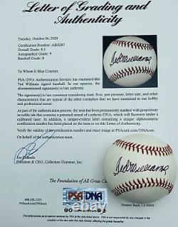 Ted Williams Signed/Autographed Baseball. PSA Full Letter Signature Grade 9