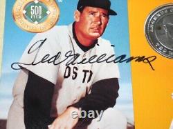 Ted Williams Signed Autographed Boston Red Sox Hof Cooperstown Photo Card W Coin