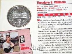 Ted Williams Signed Autographed Boston Red Sox Hof Cooperstown Photo Card W Coin