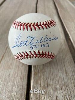 Ted Williams Signed Baseball 521 HR Autograph Ball HOF Mint
