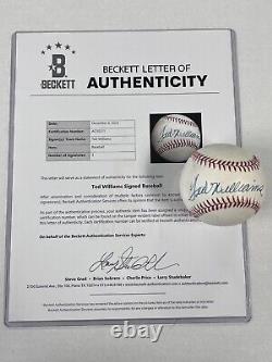 Ted Williams Signed Baseball Beckett COA Boston Red Sox HOF