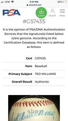 Ted Williams Signed Baseball Hologram PSA DNA Defect
