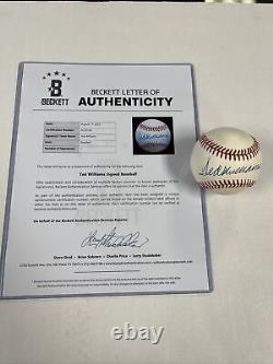 Ted Williams Signed Baseball With Cube Beckett LOA Boston Red Sox HOF