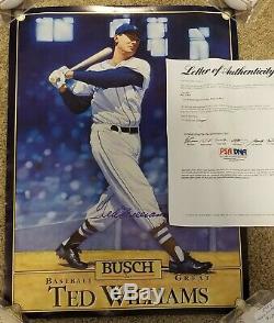 Ted Williams Signed Boston Red Sox 16x20 Busch Beer Premium Poster PSA/DNA LOA