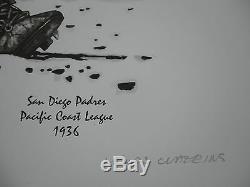 Ted Williams Signed Boston Red Sox 1936 San Diego Padres Baseball Lithograph JSA