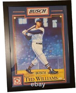 Ted Williams Signed Busch Beer Poster Red Sox Autograph JSA LOA CUSTOM FRAMED