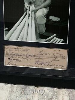 Ted Williams Signed Check Display 12x16 Boston Red Sox Autograph